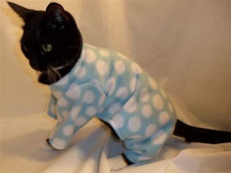 Rockindogs Aqua And White Polka Dot Pajamas For Cats Cat Pajamas