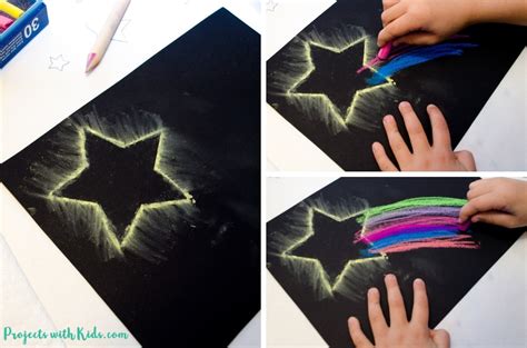 Dazzling Shooting Star Paintings With Chalk Pastels Projects With Kids