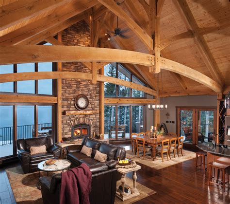 Mountain Timber Frame Home In Canada Rustic Living Room Calgary