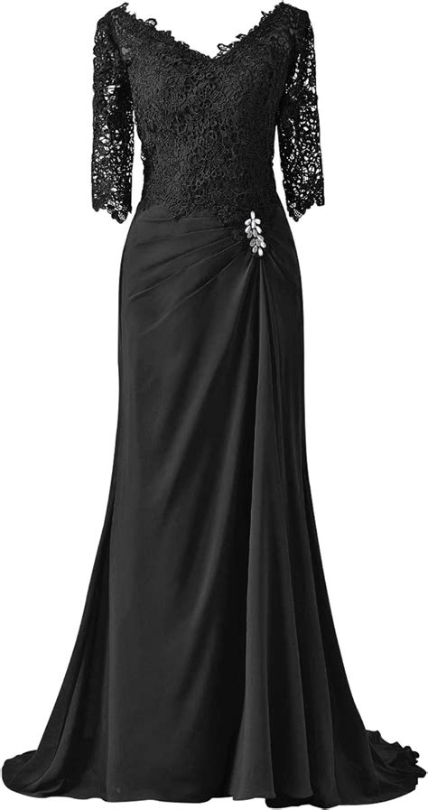 Mother Of The Bride Dresses Long Sleeve A Line Chiffon Evening Dress Lace Formal Mothers Dresses