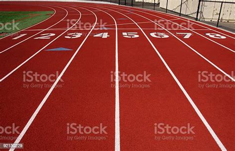 Eight Lanes Of A Running Track Stock Photo Download Image Now Color