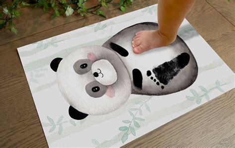Personalised Baby And Child Footprint Kit Panda Nursery Decor Art Print