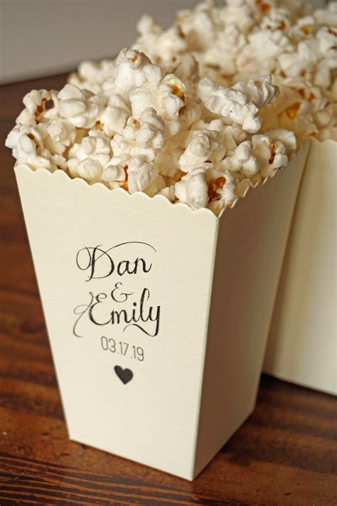 Mini Popcorn Wedding Favor Box Watercolor Design Custom Etsy