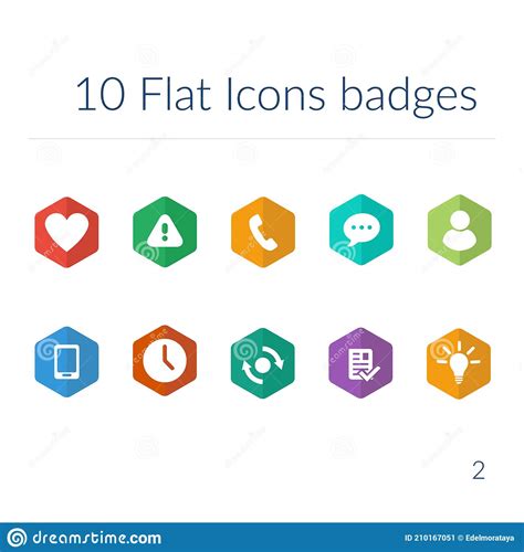 Color Flat Icons Badges Vector Illustration Abstract Sheet Two Stock