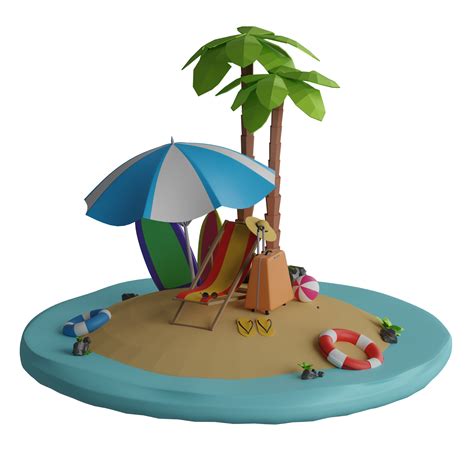 Summer Vacation Beach Theme 3d Illustration With Beach Chairs And Ball