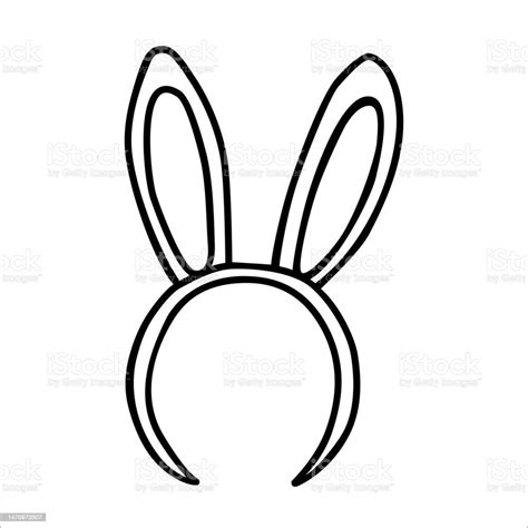 Bunny Ears Headband Doodle Vector Illustration Isolated On White