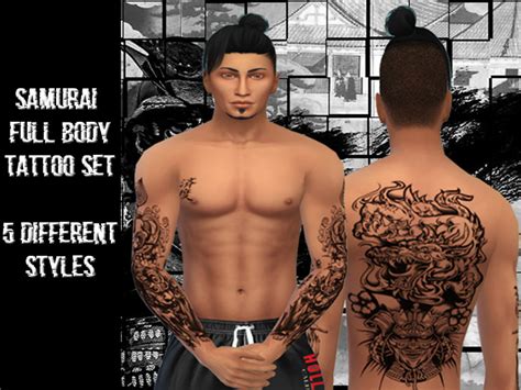Samurai Full Body Male Tattoo Set The Sims 4 Catalog