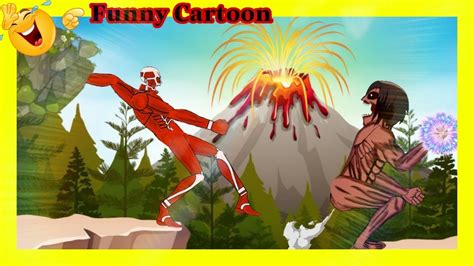 【funny Cartoon Animations】eren Titan Vs Collosal Titan 🤣। Potty Cartoon