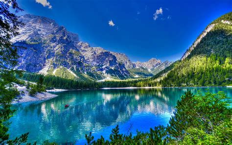 Glacial Lake Mountain Lake R Mountain Landscape Alps Forest Hd