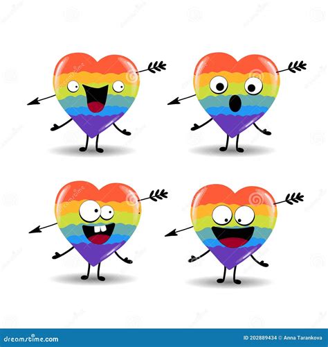gay pride lgbt concept cartoon vector colorful illustration valentine`s day rainbow heart