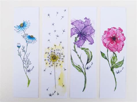 personalised botanical floral bookmark set print of original watercolour design bookmark