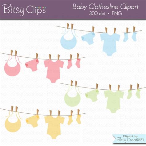Baby Clothesline Digital Art Set Clipart Commercial Use Clip Etsy