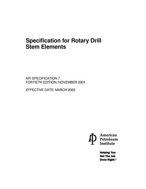 Api Spec 7 40th Ed 2001 Api Informativa Specification For Rotary