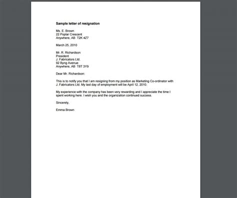 resignation letter template examples templates assistant