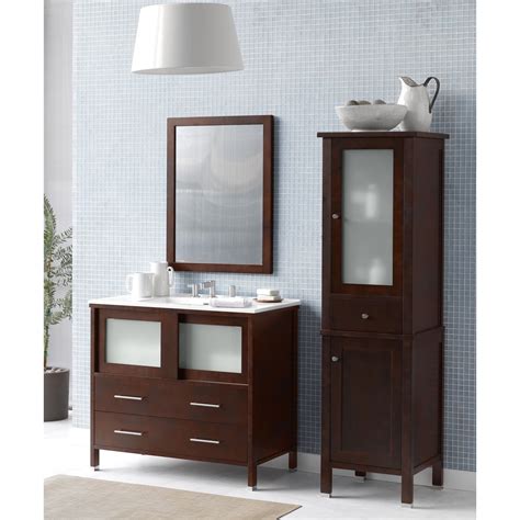 With a minimalistic and modern design, this vanity is perfect for small spaces. Ronbow Minerva 36-inch Bathroom Vanity Set in Dark Cherry ...