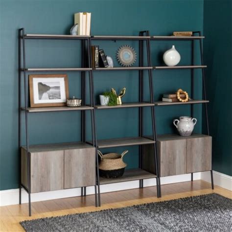 3 Piece Wood Bookcase Set Gray Wash 1 Frys Food Stores