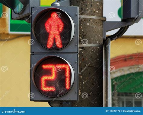 The Traffic Light For Pedestrians A Red Signal Stock Photo Image Of