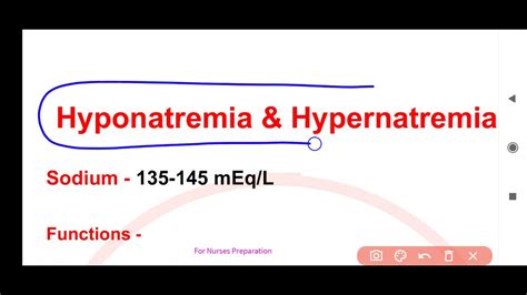 Hyponatremia And Hypernatremia YouTube