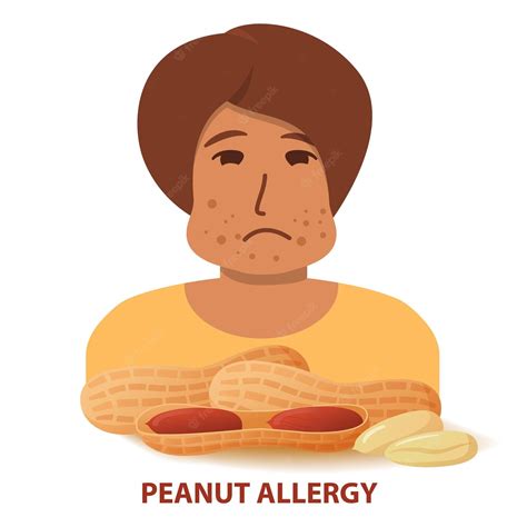 Premium Vector Nut Allergy Symptoms Problem Swollen Woman Character