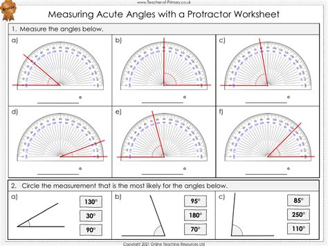 Measuring Angles With A Protractor Worksheet Maths Year