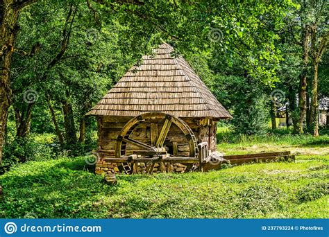 Old Traditional Wooden Water Mill Editorial Stock Image Image Of