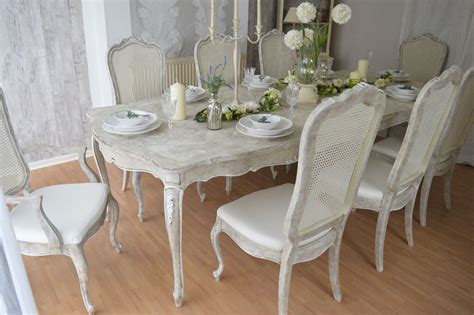 Unique French Antique Shabby Chic Dining Table And Eight Chairs