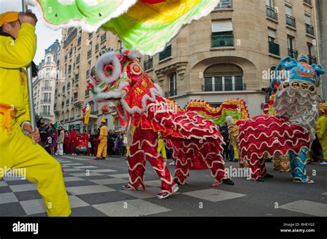 Paris France Chinese New Year Street Carnival Celebration