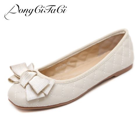 Dongcitaci Women Casual Flat Shoes Woman Loafers Square Toe Bowtie