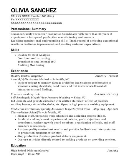 Quality control inspector resume example + salaries, writing tips and information. Assurance Quality Group Aqg Quality Control Inspector ...