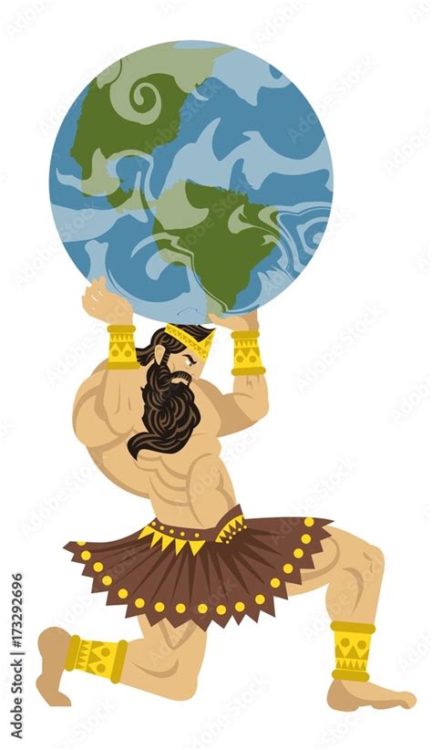 Greek Mythology Titan Atlas Holding The Globe Stock Vektorgrafik