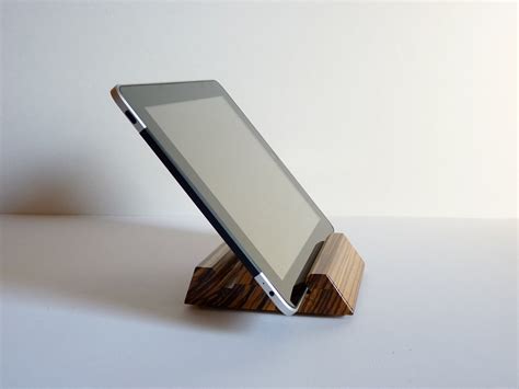 Zebrawood Ipad Stand Compact Wooden Tablet Holder Low Profile
