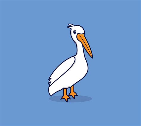 Cute Pelican Bird Cartoon Style Vector Icon Illustration Bird Logo