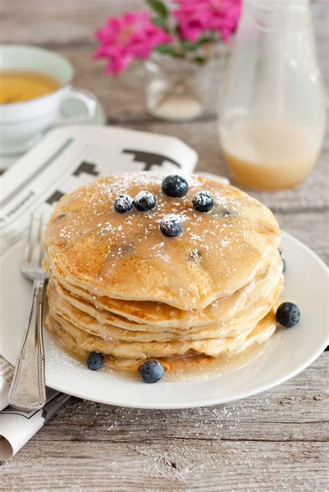 Blueberry Buttermilk Pancakes And Vanilla Cream Syrup