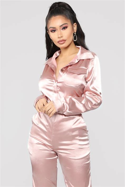 Satin Honey Jumpsuit Dusty Pink Jumpsuits For Women Dusty Pink Outfits Fashion Nova Outfits