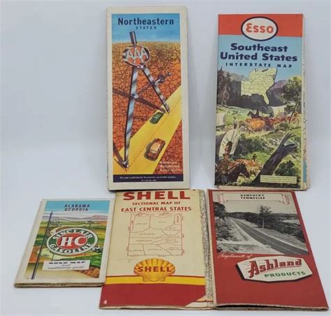 Vintage Oil Gas Advertising Service Station Map Lot Shell Sinclair