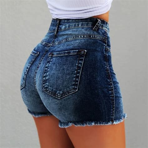 Women Sexy High Waist Ripped Jeans Shorts Summer Booty Shorts Mini