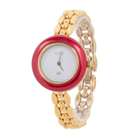 1112 Gold Chain Interchangeable Bezel Ladies Bangle Watch