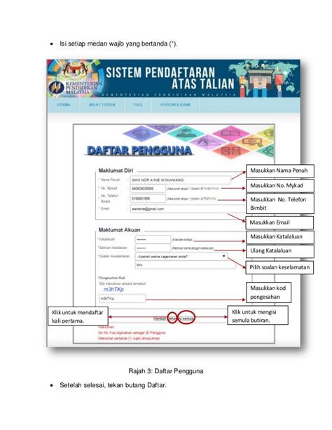 Bahagian pengurusan maklumat, kementerian pendidikan malaysia. Sistem Pendaftaran Atas Talian Tahun 1