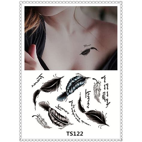 10pcslot Abstract Figure Feathers Chestarmankle Waterproof Temporary Tattoo Sticker For Girls