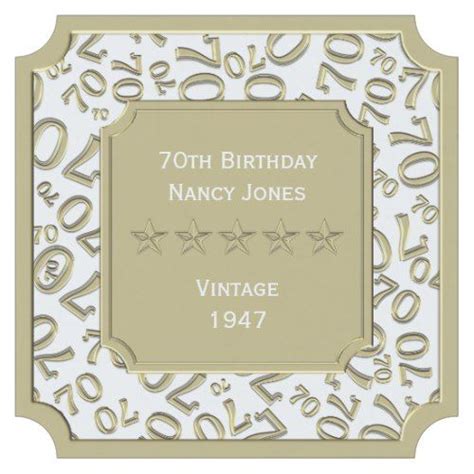 70th Birthday Party White And Gold Theme Paper Coaster 70th Birthday