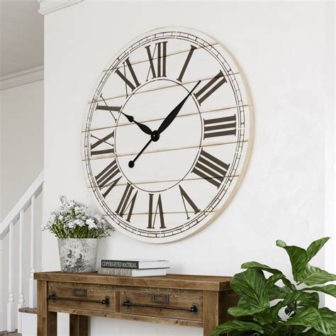 Renata Oversize Shiplap Wall Clock Wall Clocks Living