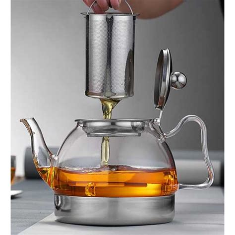 Heat Resistant Glass Teapot With Stainless Tea Infuser For Stove Top