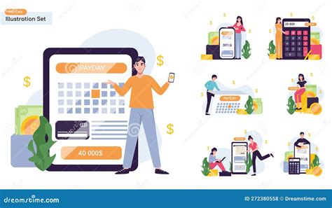 Payment date or payday set stock vector. Illustration of plan - 272380558