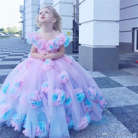 2020 Nouvelle Princesse Filles Pageant Robes Hors Épaule Enfants Fleurs