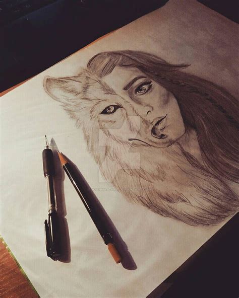 Half Woman Half Wolf By Joannaa Art On Deviantart