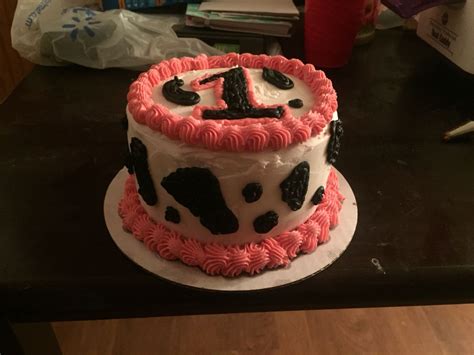 Pink And Cow Print Smash Cake Barnyard Birthday Party