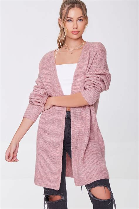 marled open front cardigan sweater
