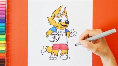 how to draw zabivaka fifa world cup 2018 mascot youtube