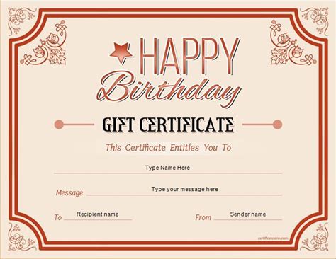 Start a free trial now to save. Birthday Gift Certificate for MS Word DOWNLOAD at http ...