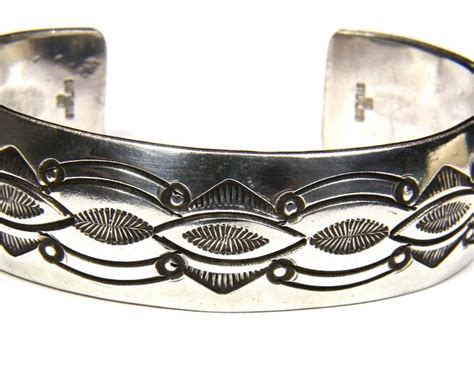 Vintage Navajo Sterling Silver Stamped Cuff Bracelet Etsy